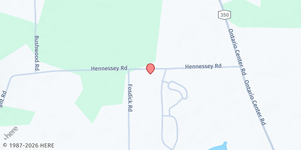 Map showing Covenant Life Fellowship at 1574 Hennessey Road, Ontario, NY