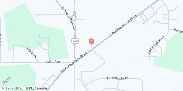Map showing TABERNACLE FOOD PANTRY at 3210 Southwestern Boulevard, Orchard Park, NY