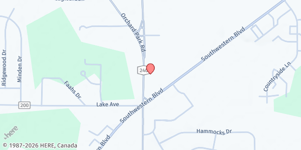 Map showing TABERNACLE FOOD PANTRY at 3185 ORCHARD PARK ROAD, ORCHARD PARK, NY