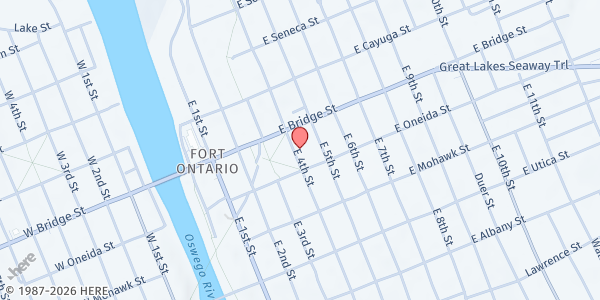 Map showing Human Concern Inc - Oswego at 75 East 2nd Street, Oswego, NY