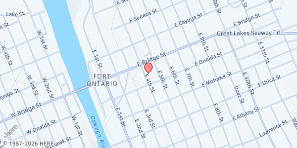 Map showing Human Concerns Center Food Pantry at 75 East 2nd Street, Oswego, NY