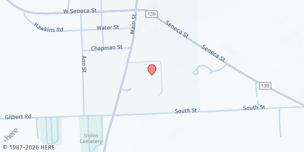 Map showing South Seneca Central School at 7263 Main St., Ovid, NY