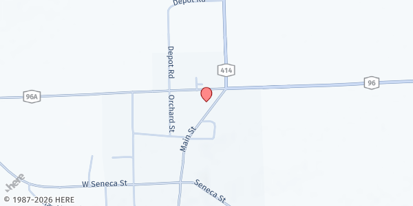 Map showing South Seneca Food Pantry at 7137 North Main Street, Ovid, NY