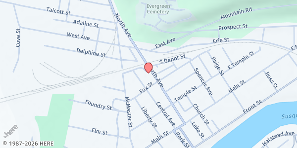 Map showing Tioga County Rural Ministry at 143 North Ave, Owego, NY