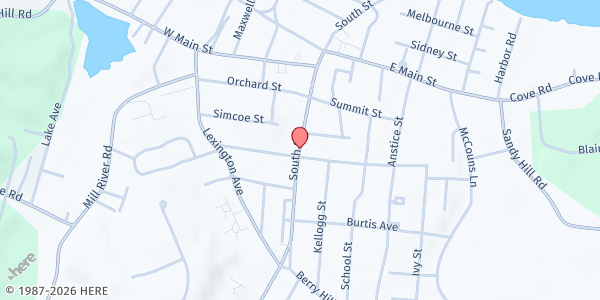 Map showing North Shore Community Church at 209 South St., Oyster Bay, NY