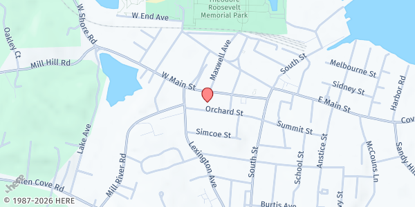 Map showing True Life Christian Worship Center at 84 Orchard Street, Oyster Bay, NY