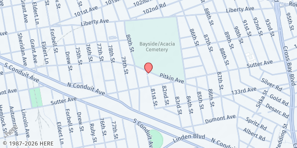 Map showing MUNA Center of New York at 80-50 Pitkin Avenue, Ozone Park, NY