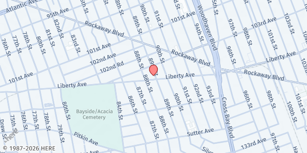 Map showing MUNA Social Services - Baitun Noor at 88-19 LIBERTY AVENUE, OZONE PARK, NY