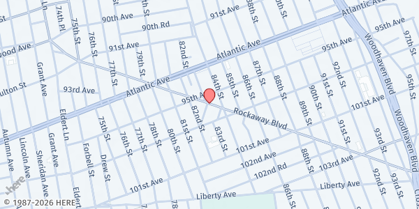 Map showing The Ozone Park Pantry at 83-10 Rockaway Blvd, Ozone Park , NY