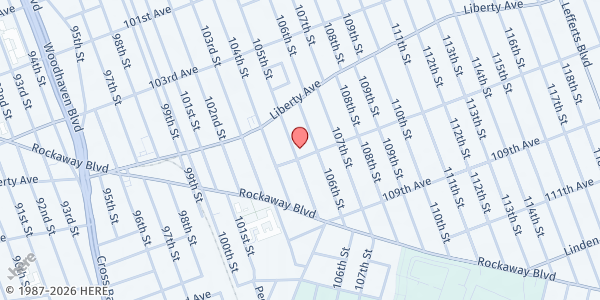Map showing Zion Tabernalce F.B.H.Church at 105-01 107 AVENUE, OZONE PARK, NY