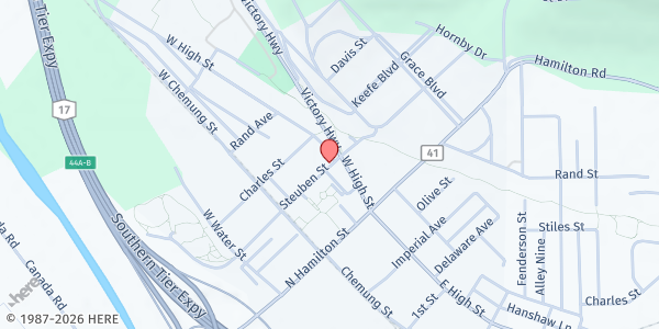 Map showing Painted Post Farmers' Market at Erwin Museum at 277 Steuben Street, Painted Post, NY