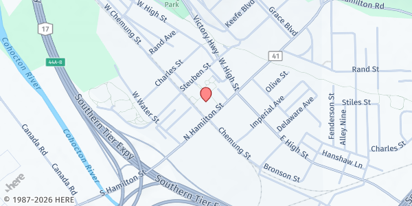 Map showing Painted Post Food Pantry, Inc. at 201 N. Hamilton St., Painted Post, NY