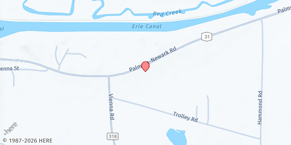 Map showing Palmyra Cross Creek Church at 3700 State Route 31, Palmyra, NY