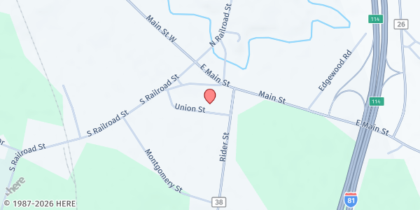 Map showing Parish Fire Department MFP at 16 Union St, Parish, NY