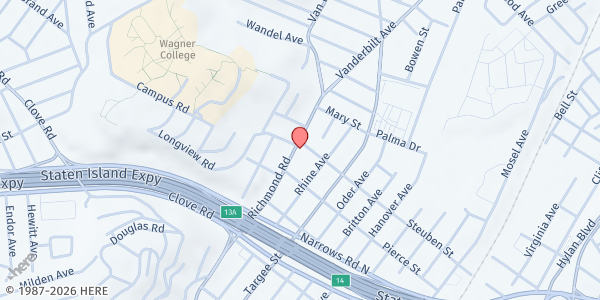 Map showing NYMJC HELP CENTER at 614 Richmond Road, Park Hill, NY