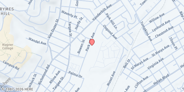 Map showing Staten Island Liberian Community Center at 180 Park Hill Avenue, Park Hill, NY