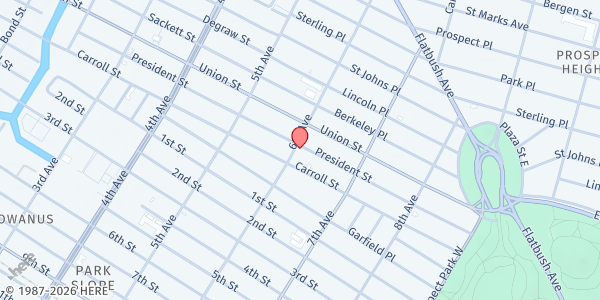 Map showing Saint Francis Xavier /St Vincent dePaul Food Pantry at 225 6th Avenue, Park Slope, NY