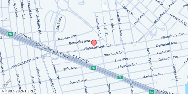 Map showing Church of ST. HELENA'S Roman Catholic at 2057 Westchester Avenue, Parkchester, NY
