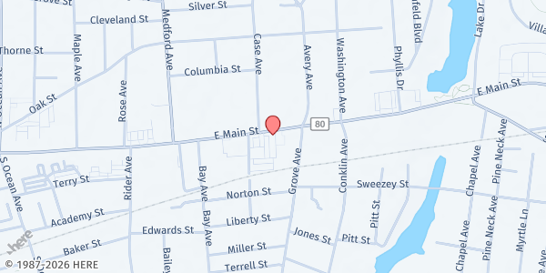 Map showing Angels of Long Island at 350 E Main Street, Patchogue, NY