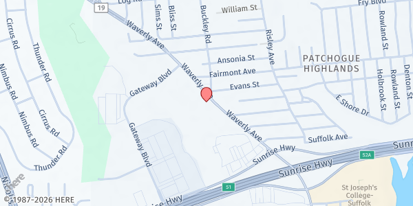 Map showing Federation of Organizations - POWER at 456 Waverly Avenue, Patchogue, NY