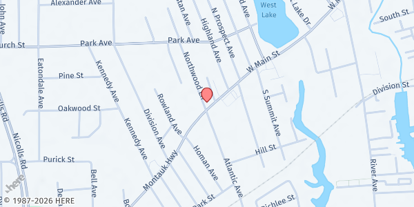 Map showing Fleet Appliance at 501 W Main Street, Patchogue, NY