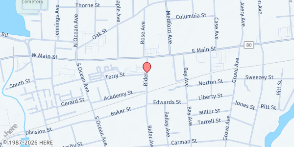 Map showing God's Provision 6 at 11 River Ave., Patchogue, NY