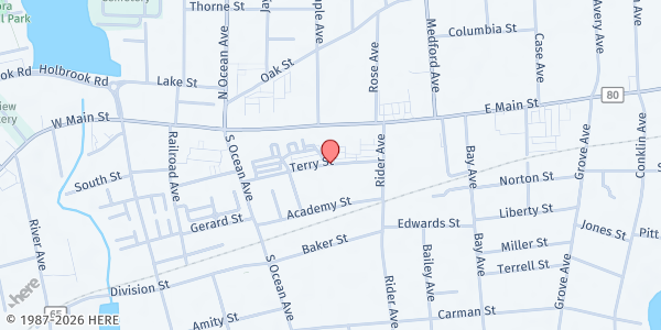 Map showing Lighthouse Mission/Patchogue at 90 Terry Street, Patchogue, NY