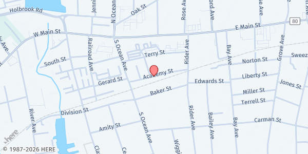 Map showing Lighthouse Mission/Patchogue at 36 Academy Street, Patchogue, NY