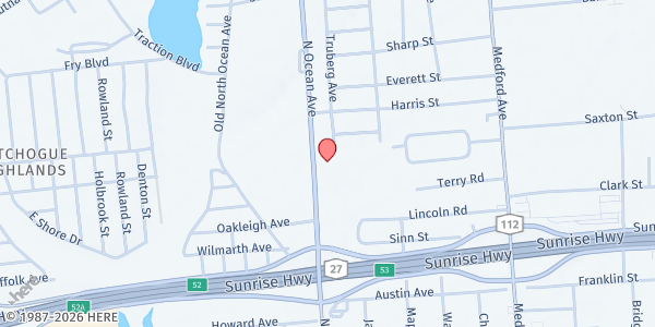 Map showing Patchogue WIC at 501 North Ocean Ave, Patchogue, NY