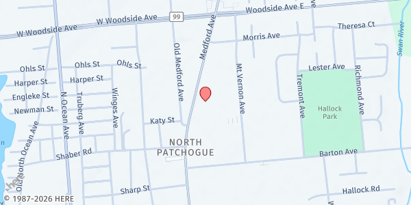 Map showing Paumanok Veterinary Hospital at 639 Route 112, Patchogue, NY