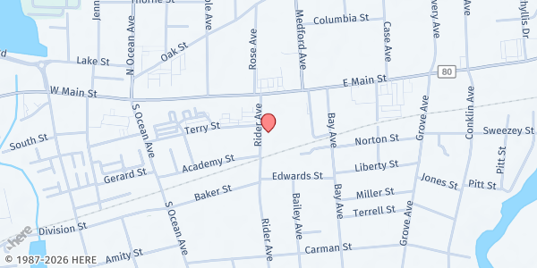 Map showing St. Paul's Episcopal Church at 31 Rider Ave, Patchogue, NY