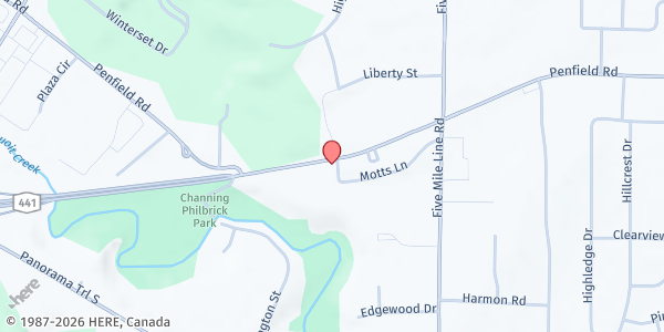 Map showing Penfield HOPE Food Pantry at 1771 Penfield Road, Penfield, NY