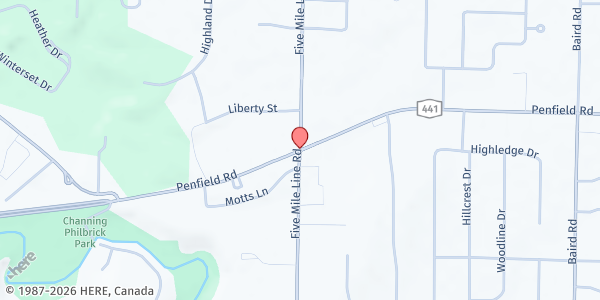 Map showing Penfield HOPE Food Pantry at 1771 Penfield Road, Penfield, NY