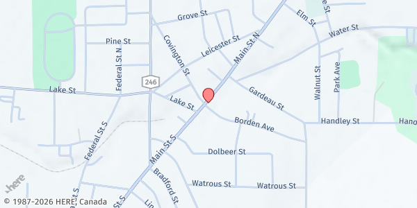 Map showing Perry Area Emergency FP at 6 North Main Street, Perry, NY