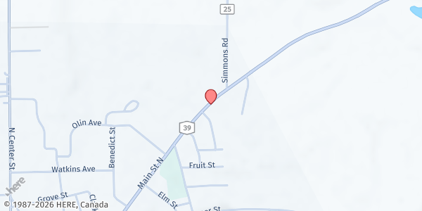 Map showing Wyoming County Cap Food Pantry at 204 N. Main St. (Rt. 39), Perry, NY