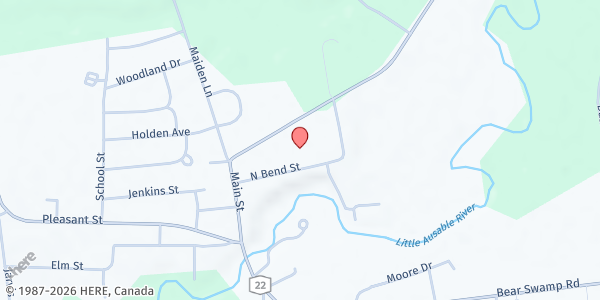 Map showing St. Augustine's Soup Kitchen at 3030 Main St, Peru, NY