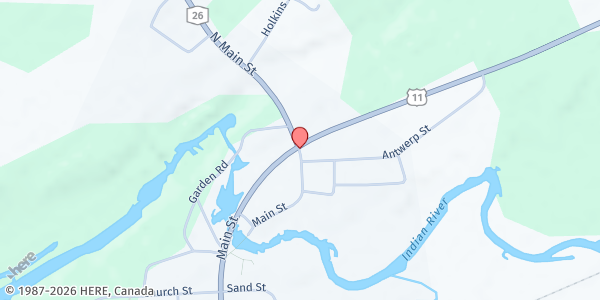 Map showing Indian River Baptist Church FP at 42 N. Main Street, Philadelphia, NY