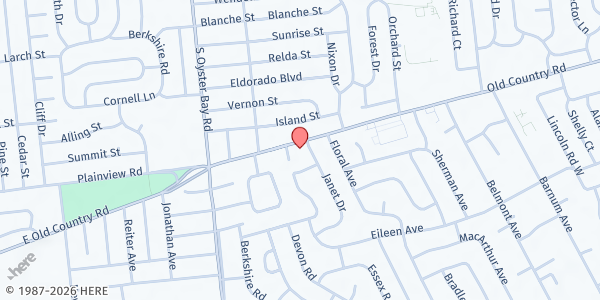 Map showing Dr. Eric Fisher's Office at 545 Old Country Road, Plainview, NY
