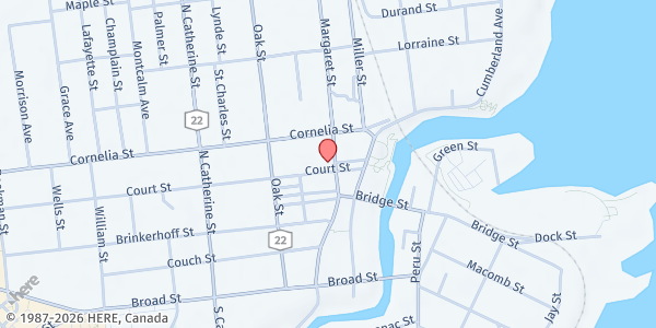 Map showing Clinton County WIC Office at 133 Margaret St - First Floor, Plattsburgh, NY