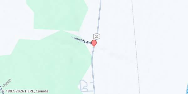 Map showing Shield's Vegetables Farm Stand at 6303 State Route 22, Plattsburgh, NY