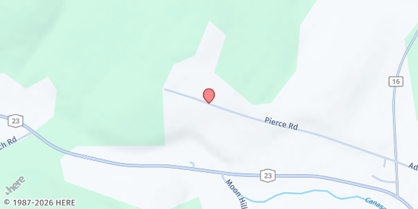 Map showing Lamb's Quarters Organic Farm Stand at 213 Pierce Road, Plymouth, NY