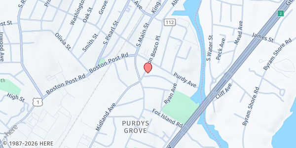 Map showing DON BOSCO FOOD PANTRY at 22 DON BOSCO PLACE, PORT CHESTER, NY