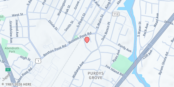 Map showing Mount Zion Baptist Church at 23 Slater Street, Port Chester, NY