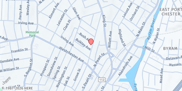 Map showing Segunda Iglesias Pentecostal Church at 54 Poningo Street, Port Chester, NY