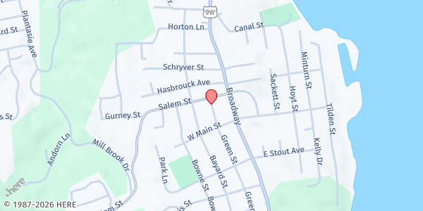 Map showing Hunger Is Not An Option Food Pantry at 151 Green Street, Port Ewen, NY