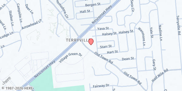 Map showing CCPJS Food Pantry at 545 Old Town Rd., Port Jefferson Station, NY