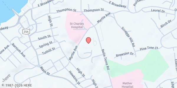 Map showing Maryhaven Center of Hope - Port Jefferson Station at 450 Myrtle Ave, Port Jefferson Station, NY