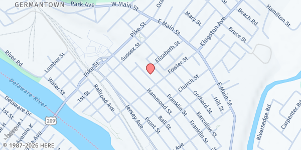 Map showing Faith Tabernacle Food Pantry at 20 Franklin Street, Port Jervis, NY