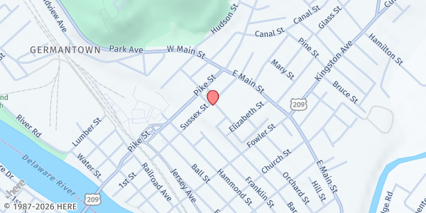 Map showing Hope Center Food Pantry at 49-51 Sussex Street, Port Jervis, NY