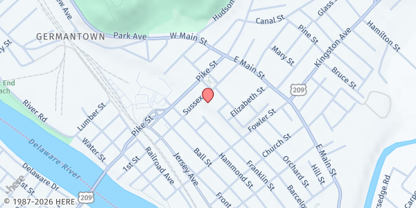 Map showing Hope Center Food Pantry at 49-51 Sussex Street, Port Jervis, NY